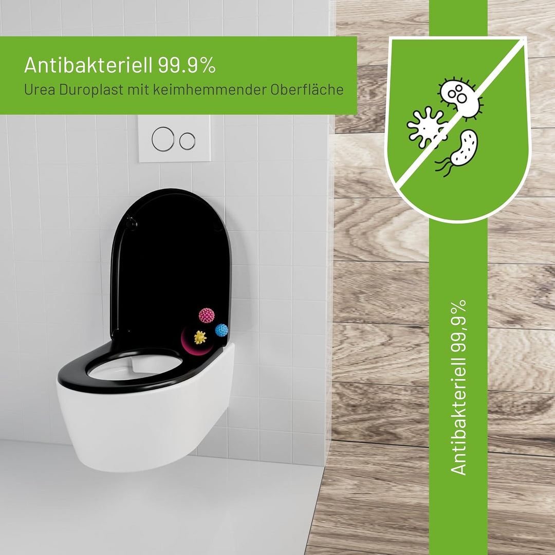 LUVETT® WC-Sitz mit Absenkautomatik D140 D-Form Soft Close® &amp; TakeOff EasyClean Abnahme, hygienisch