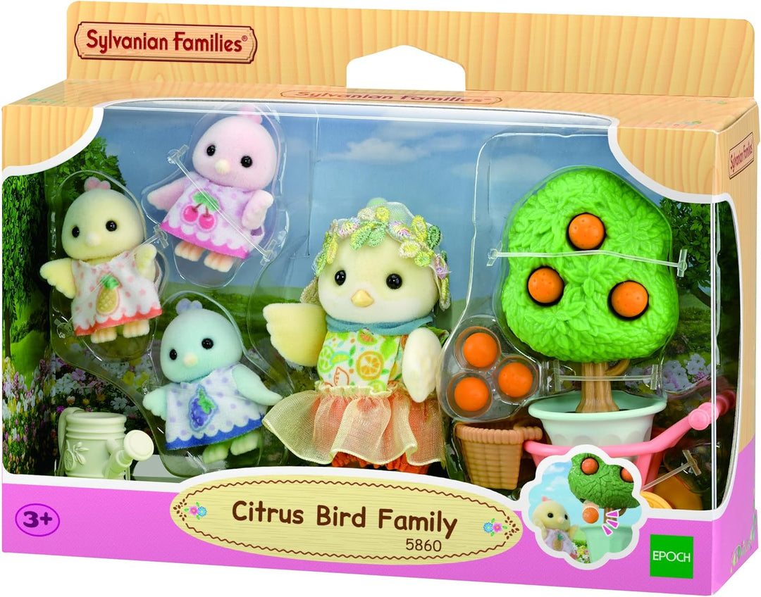 Sylvanian Families - 5860 Zitronenvogel Familie, Spielset mit Tierfigur und Zubehör, Tierfiguren, Vö