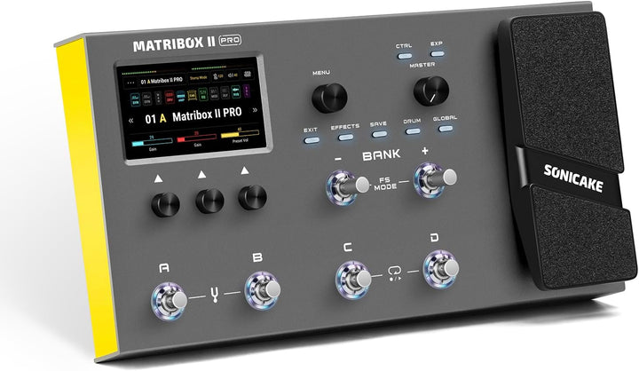 SONICAKE Multi Effekte mit Expression Pedal Guitar Bass Amp Modeling IR Cabinets Simulation FX Loop