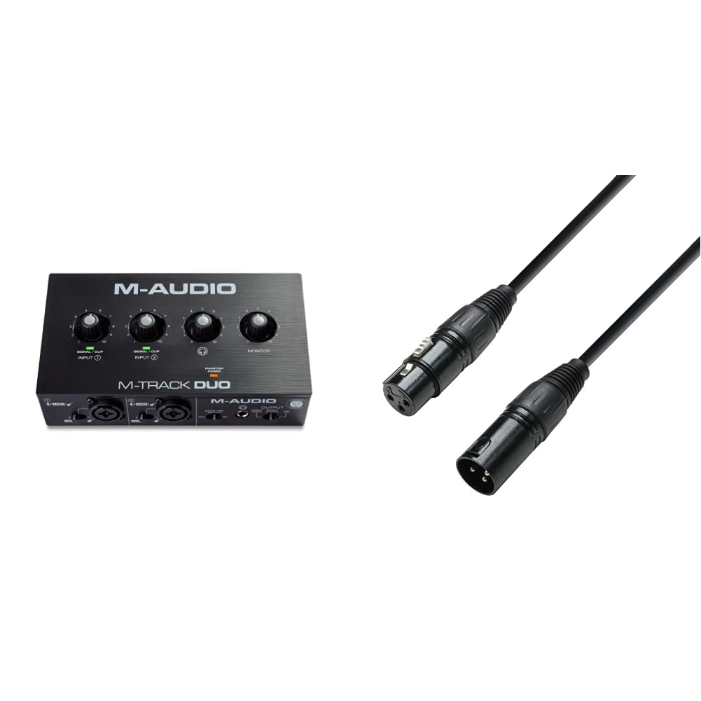 M-Audio M-Track Duo – USB Audio Interface für Aufnahmen, Streaming und Podcasting, mit dualen XLR, L