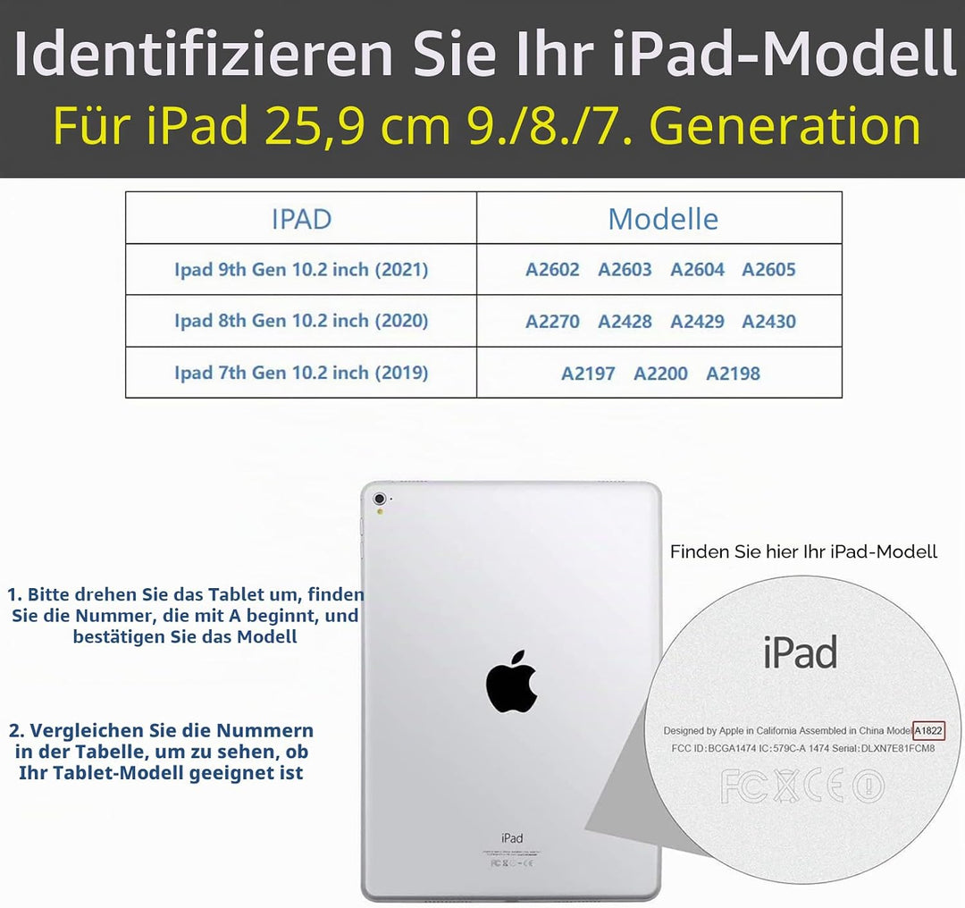 Gexmil Hülle für iPad 9./8./7. Generation 2021/2020/2019 10,2 Zoll Echt Leder Hülle Anti-Fingerabdru