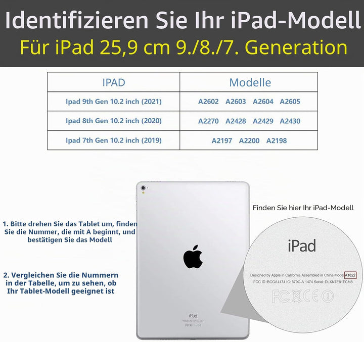 Gexmil Hülle für iPad 9./8./7. Generation 2021/2020/2019 10,2 Zoll Echt Leder Hülle Anti-Fingerabdru