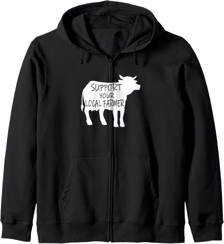 Unterstützen Sie Ihren Landwirt Ironic Cow Beef Kapuzenjacke