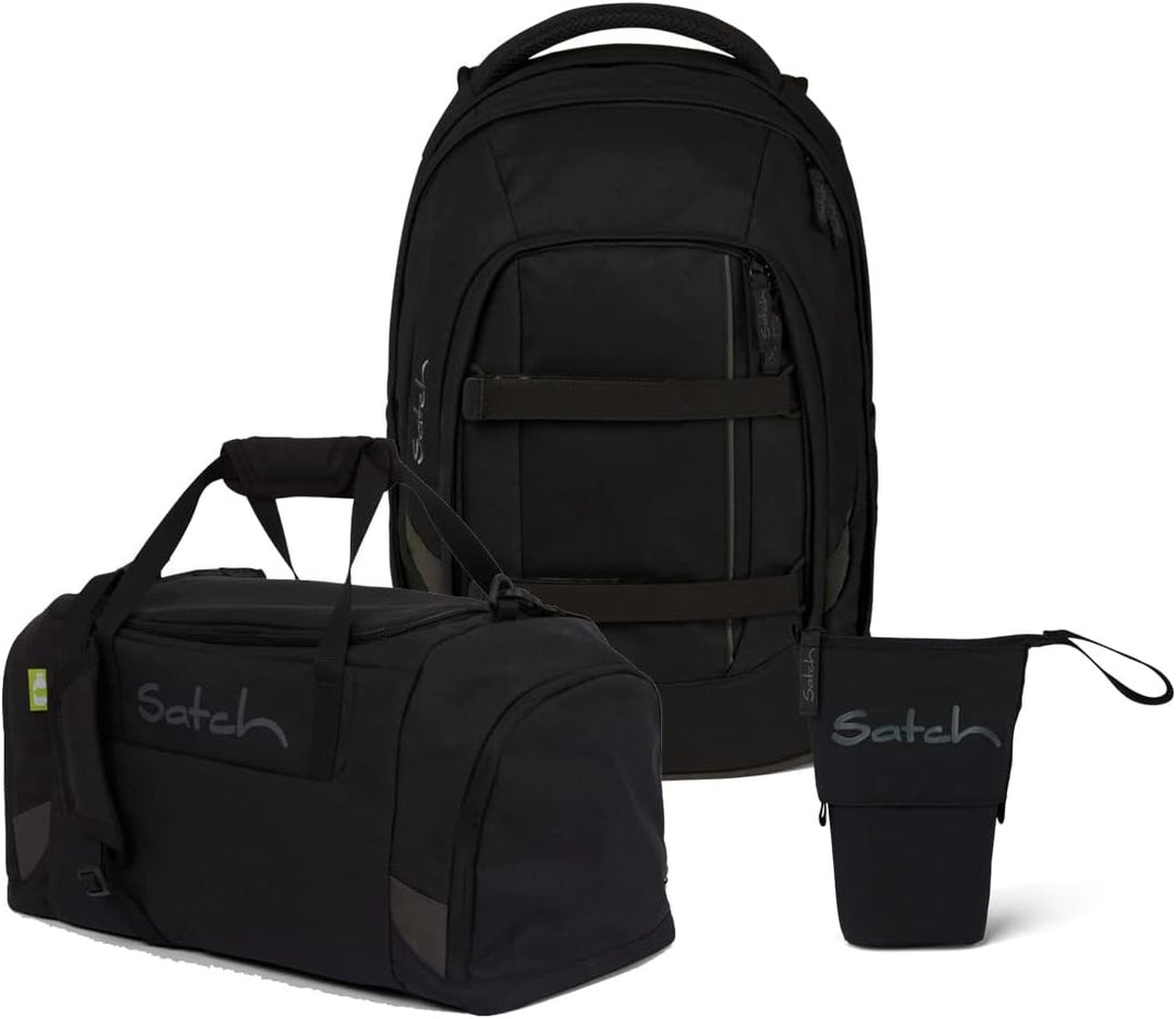satch Pack Pencil Slider Edition Schulrucksack Set 3tlg. mit Sporttasche (Blackjack), Blackjack