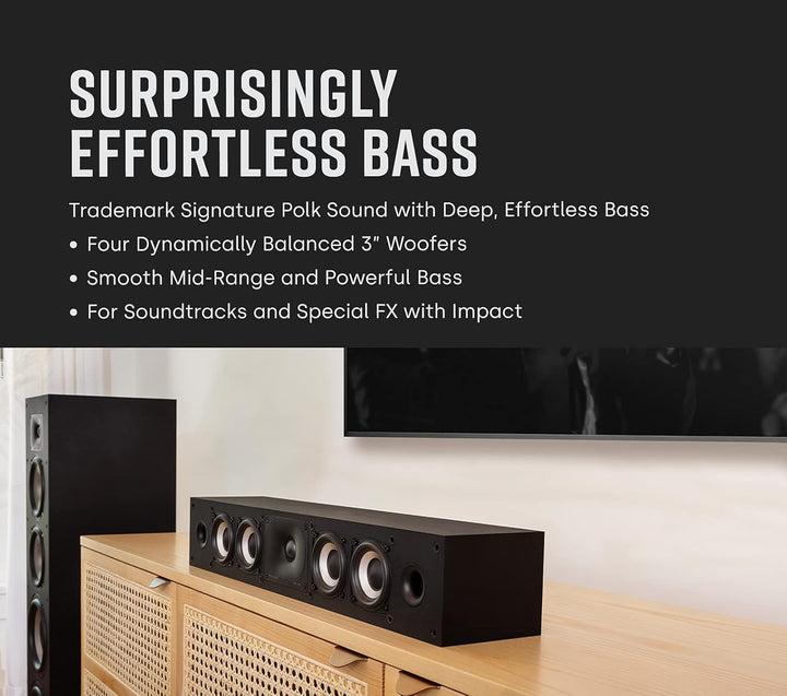 Polk Audio Monitor XT35 schlanker Center Lautsprecher, Hi-Res Zertifiziert, kompatibel mit Dolby Atm