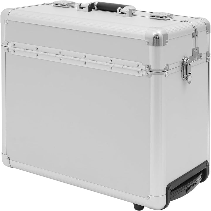 Aktenkoffer mit Rollen,Trolley aus Aluminium mit Teleskopstange und Schloss, Pilotenkoffer Businessk