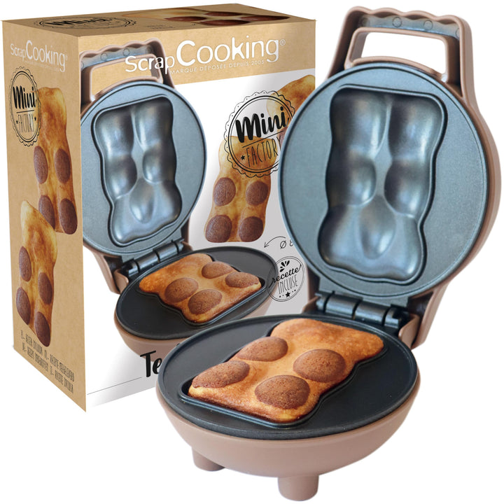 ScrapCooking – Mini-Bär Factory – Elektrisches Bärenkuchen-Gerät – Antihaft-Platte – Backgerät – Ges