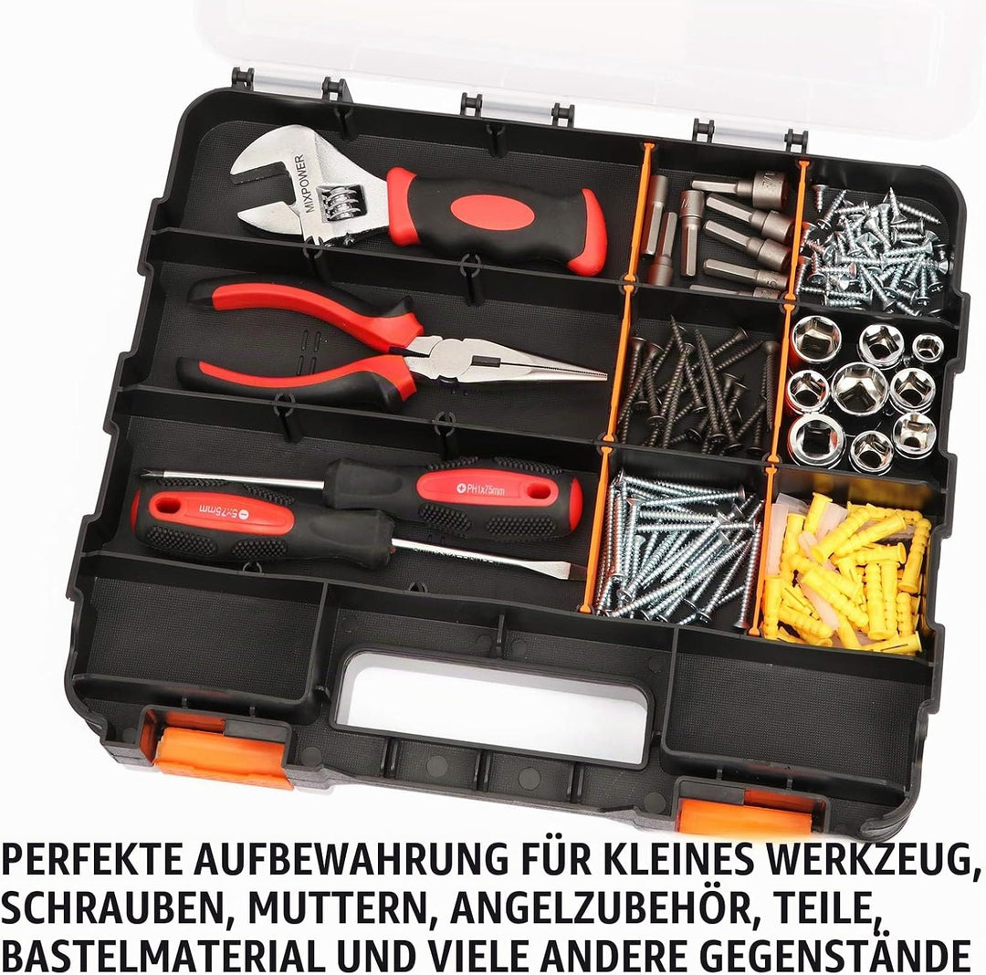 MIXPOWER 34-Compartments Double Sided Organizer with Impact Resistant Polymer and Customized Removab