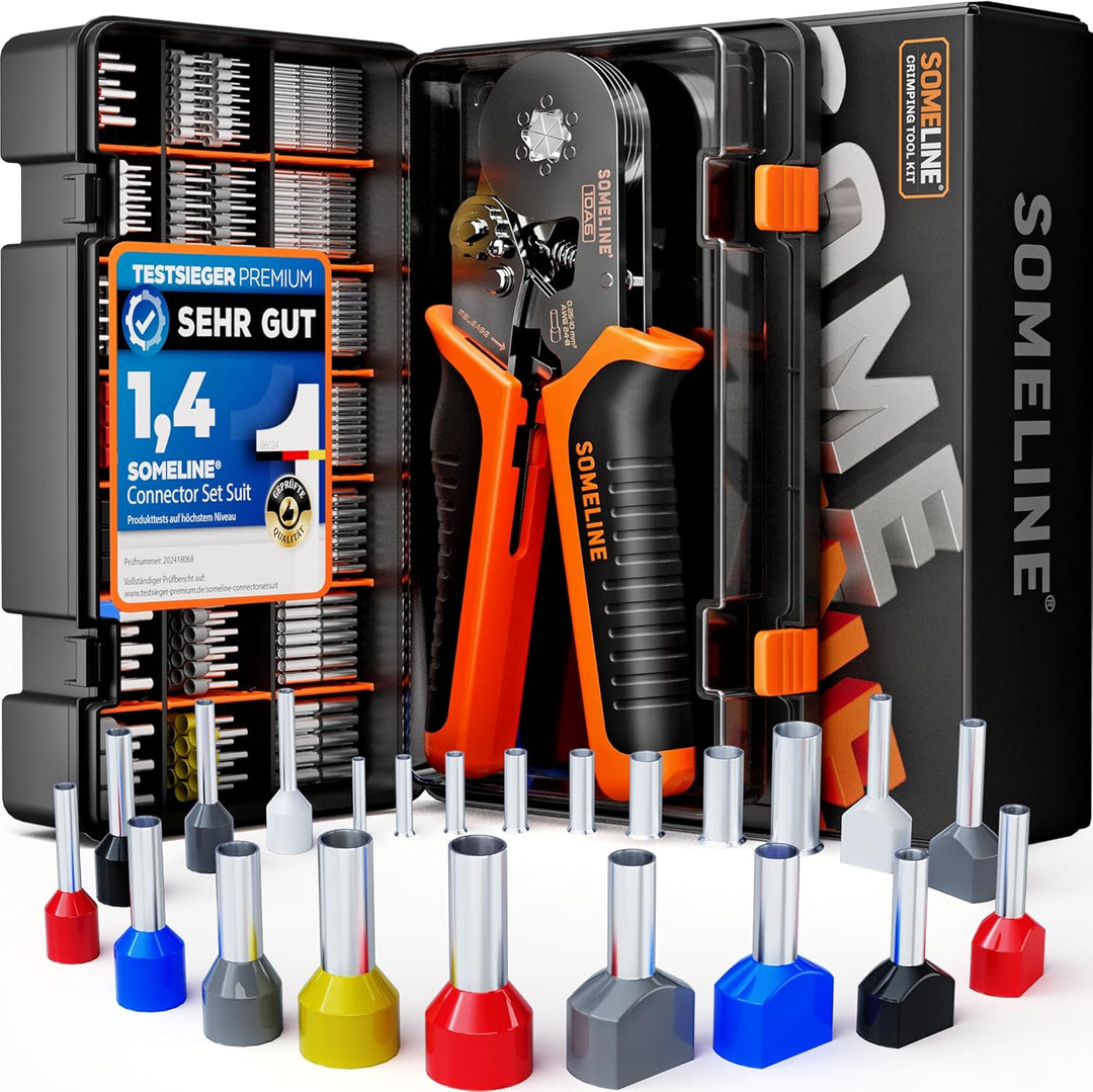 SOMELINE® Sechskant Crimpzange Set, mit 21 Arten Aderendhülsen, [0,25-6mm²] Sechskant Aderendhülsenz