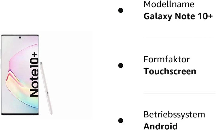 SAMSUNG Galaxy Galaxy Note 10+ 6,8 Zoll 256 GB Aura White Entsperrt weiss 256 GB, Entsperrt weiss 25