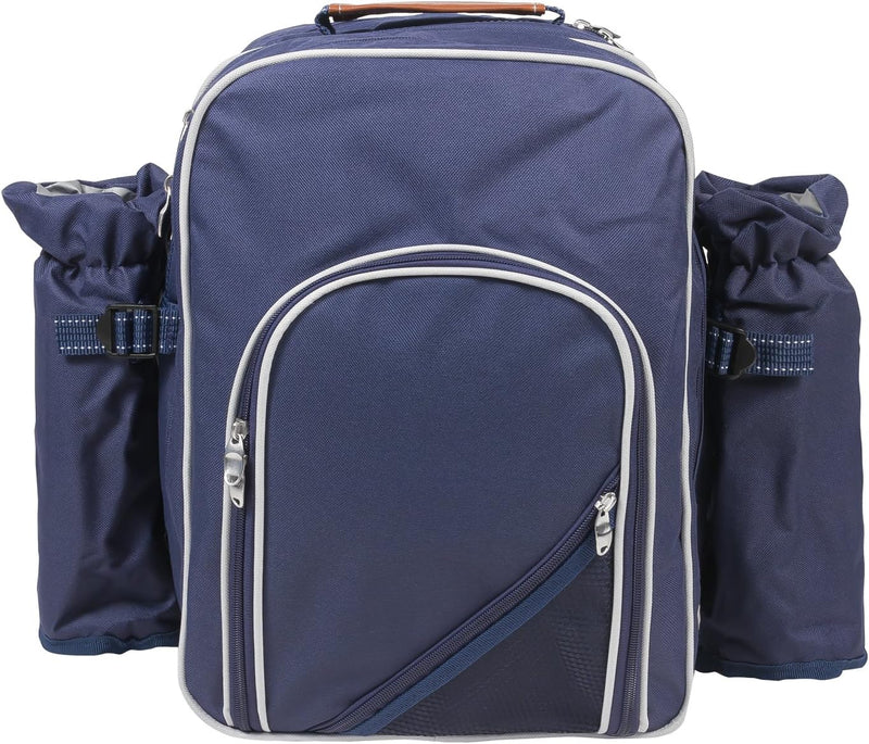 anndora Picknick Rucksack Picknicktasche Kühltasche Kühlfach + Geschirr Besteck, Blau