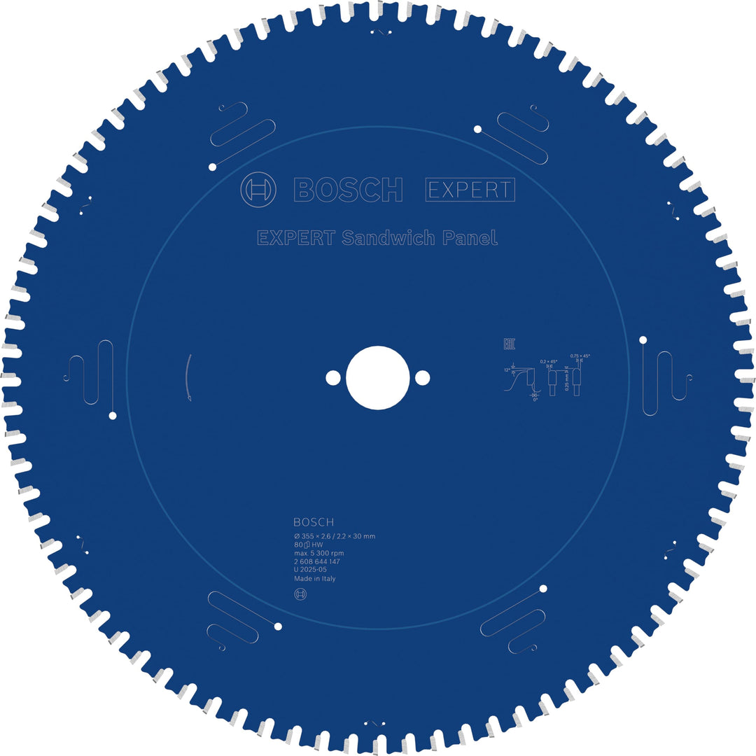 Bosch Professional Kreissägeblatt Expert for Sandwich Panel (355 x 30 x 2,6 mm, 80 Zähne, Zubehör Kr