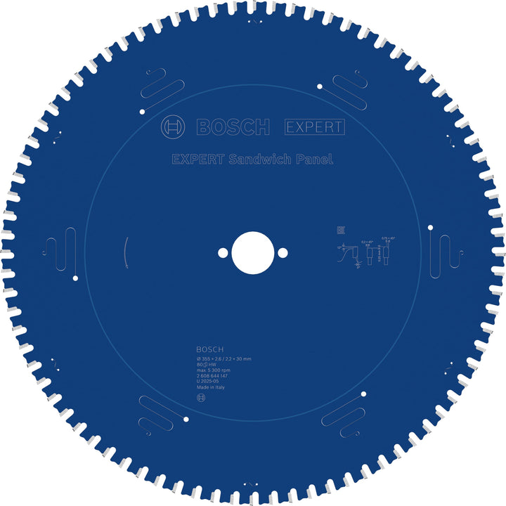 Bosch Professional Kreissägeblatt Expert for Sandwich Panel (355 x 30 x 2,6 mm, 80 Zähne, Zubehör Kr
