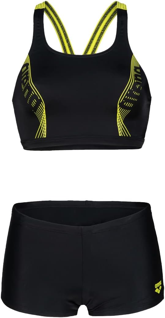 ARENA Damen Women's Bikini Energy Back Graphic Bikinis (1er Pack) 34 Black-soft Green, 34 Black-soft