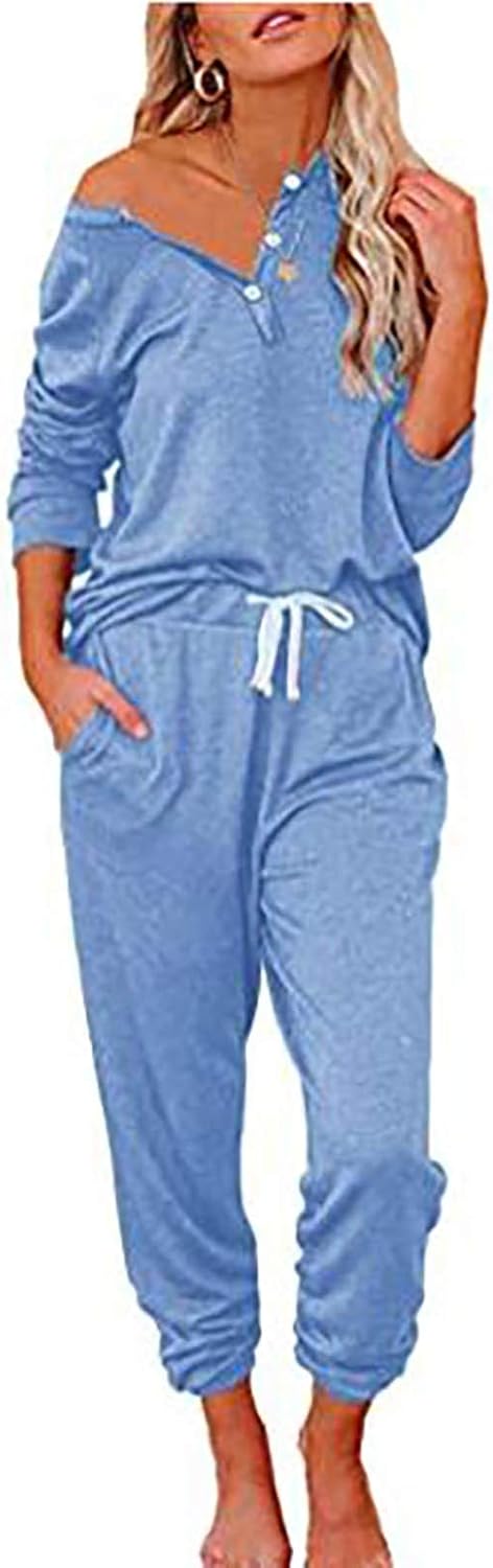 Ansenesna Hausanzug Damen Zweiteilig Elegant Hosenanzug Frauen Jogging Freizeitanzug Ohne Kapuze 2 T