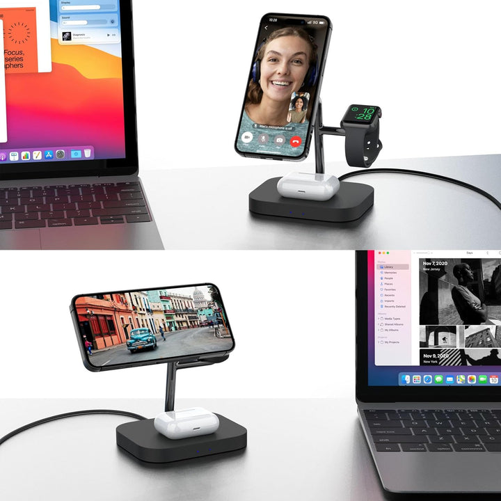 Boaraino Magnetisch Wireless Charger, 3 in 1 Kabellose Ladestation Kompatibel mit iPhone17/16(no Inc