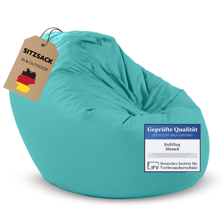 BuBiBag 2in1 Sitzsack L - XXL mit Füllung für Kinder &amp; Erwachsene, Gaming Beanbag &amp; Bodenkissen für