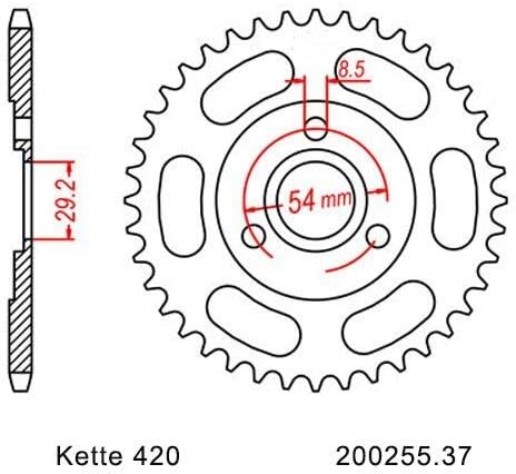 Kettensatz geeignet für Honda Z 50 Monkey 71-79 Kette RK 420 SB 78 offen 12/37