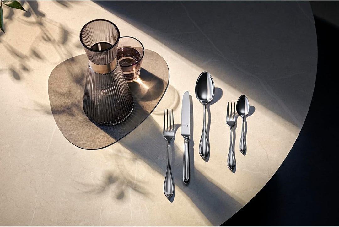 WMF Premiere Edelstahl Besteck Set 6 Personen, Essbesteck Set 30 teilig, Hohlheftmesser, Cromargan p