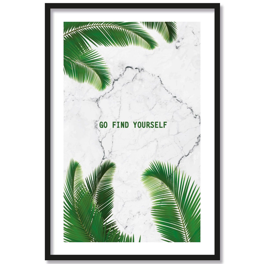 JUNIWORDS Poster mit/ohne Holzrahmen - Wähle ein Motiv - Go find yourself - Wähle eine Grösse - 21 x