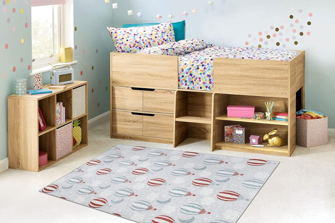 Kinderteppich Bambino Waschteppich Ballone, Wolken für Kinder Anti-Rutsch - grau 160x220 cm 160x220