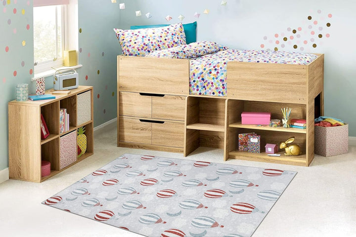 Kinderteppich Bambino Waschteppich Ballone, Wolken für Kinder Anti-Rutsch - grau 160x220 cm 160x220