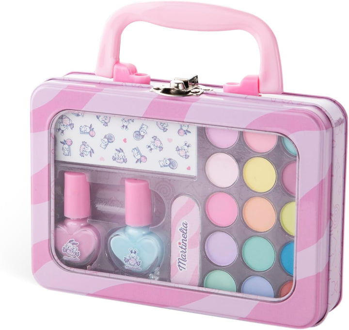 MARTINELIA Yummy Bag Beauty Set: Bunter Schminkkoffer für Kinder - 15 Lidschatten, 2 Nagellacke, Nag