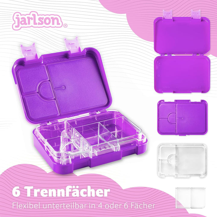 Jarlson® Brotdose Kinder mit Fächern TONI [AUSLAUFSICHER] - Bento Lunchbox mit Trennfächern - Frühst