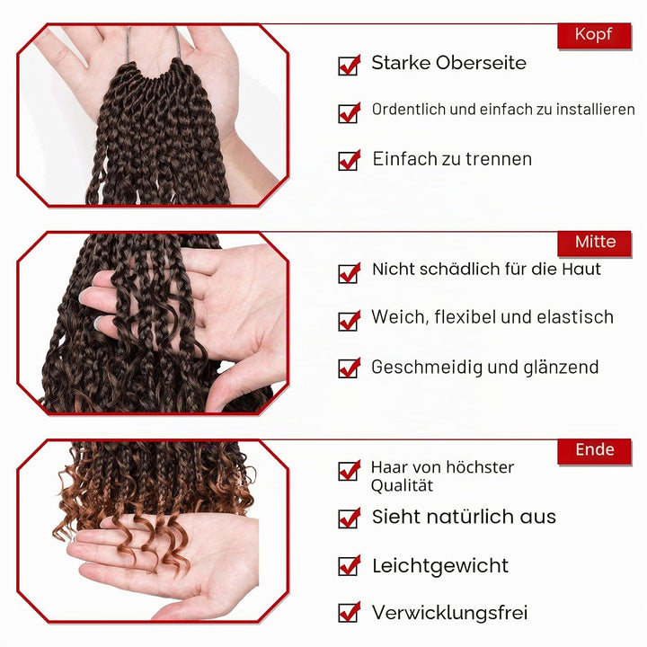 Xtrend 10Inch 8Packs Ombre Boho Box Braids Crochet Hair with Curly Ends 14strands/pack Pre Looped Bo