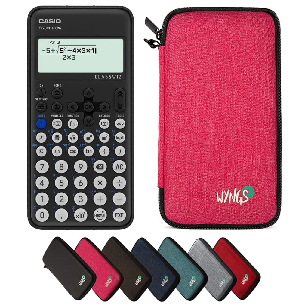 CALCUSO Sparpaket: Casio FX-82DE CW ClassWiz technisch-wissenschaftlicher Schulrechner + WYNGS Schut