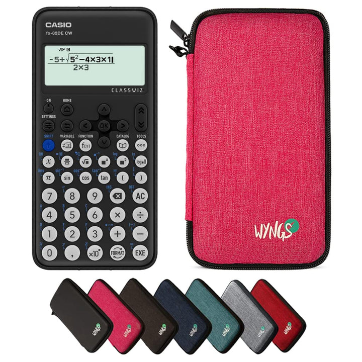 CALCUSO Sparpaket: Casio FX-82DE CW ClassWiz technisch-wissenschaftlicher Schulrechner + WYNGS Schut