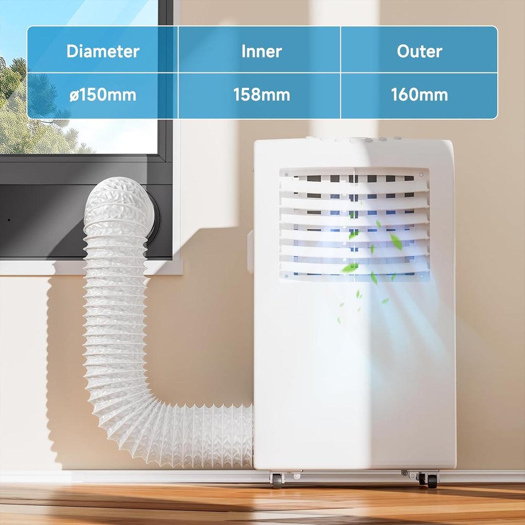 Hon&Guan ø150mm Abluftrohr, 2,5m PVC Alurohr Flex-Schlauch mit 2 Schlauchschelle für Mobile Klimaanl