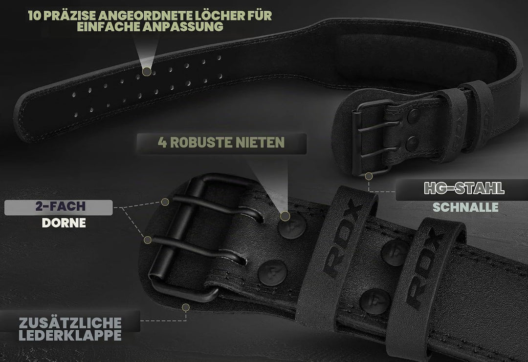 RDX Gewichthebergürtel Leder 4” und 6”, 10 Verstellbar Löcher Trainingsgürtel Schnalle, Powerlifitin