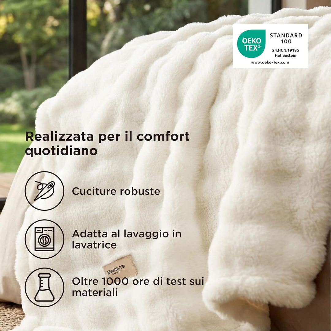 BEDSURE Kuscheldecke Flauschig Bubble Decke - Geschenke für Frauen Sofadecke, Wolldecke & Fleecedeck