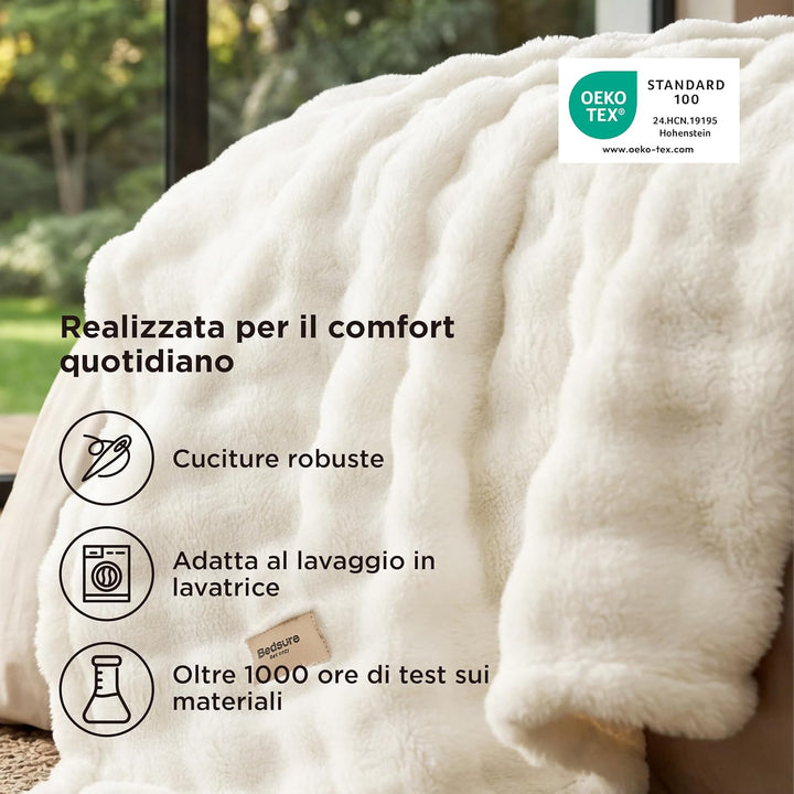BEDSURE Kuscheldecke Flauschig Bubble Decke - Geschenke für Frauen Sofadecke, Wolldecke & Fleecedeck