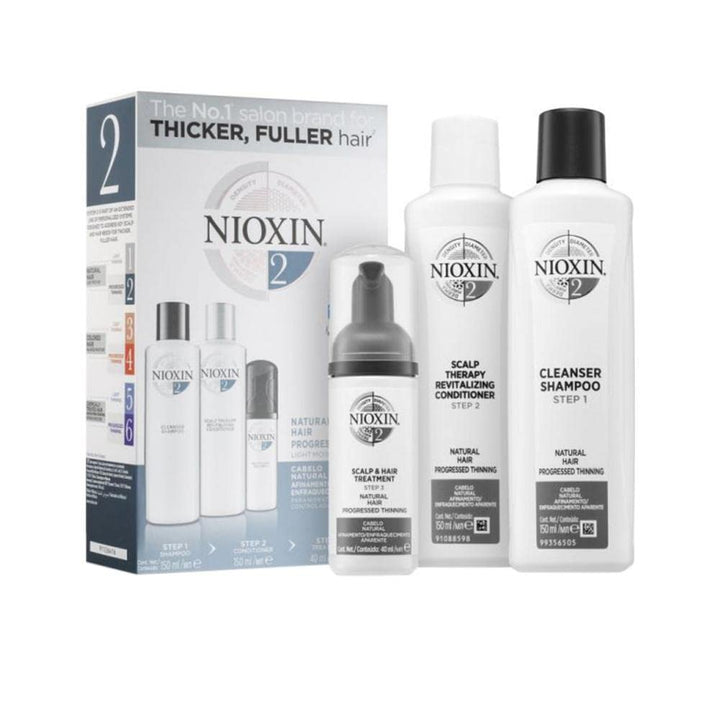 Nioxin Hair System 2 - Set Shampoo + Pflegespülung + Behandlung für feines Haar mit Schwächung, 1er