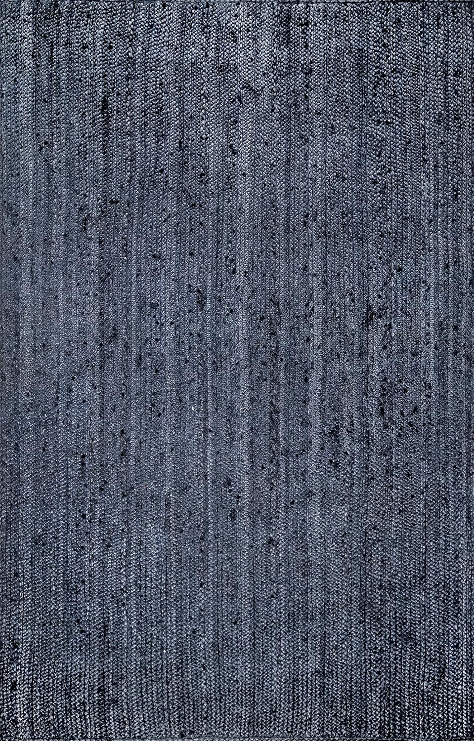 nuLOOM Rigo Handgewebte Bauernhaus-Jute Teppich, Marineblau, 2' x 3' 2' x 3' Marineblau, 61 x 91 cm