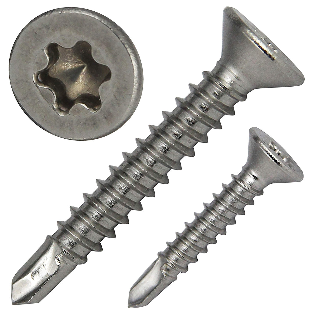 PROTECH 200 Stück Bohrschrauben Form O TORX 4,8x25 DIN 7504 Edelstahl A2 V2A Rostfrei Senkkopf-Schra