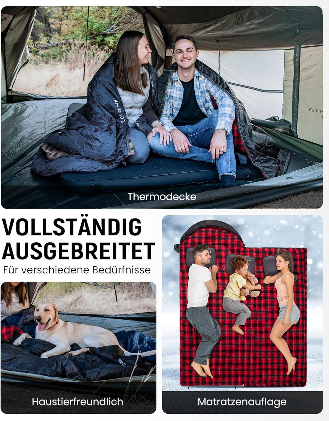 KingCamp Schlafsack für Erwachsene, Winter, Flanell, kompakt, 3-4 Jahreszeiten, Decke für Camping, R
