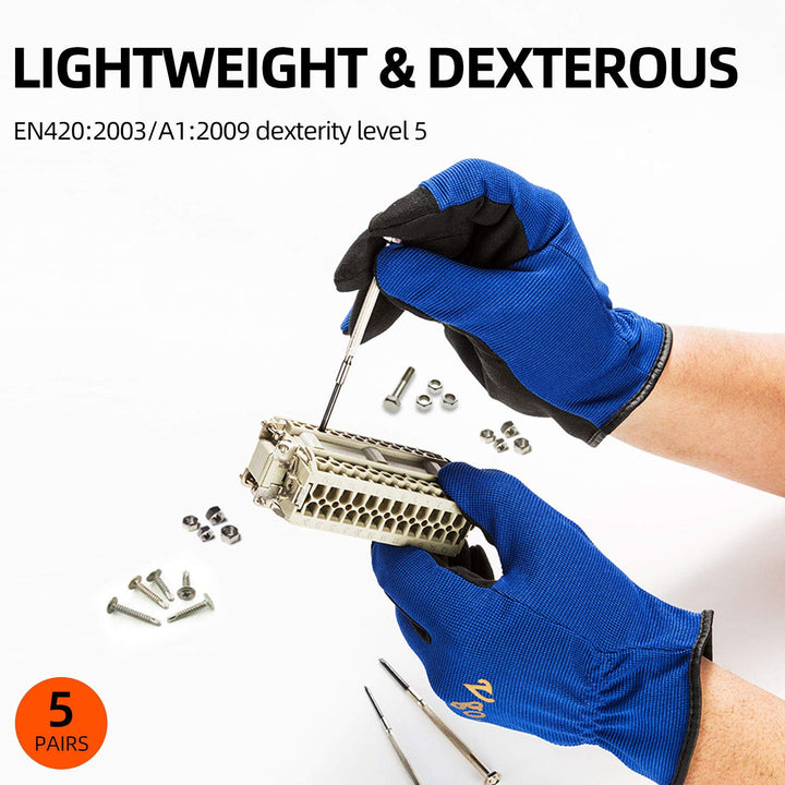 Vgo... 5 Paare Multifunktionale Arbeitshandschuh,Sicherheitshandschuhe,Bauarbeitshandschuhe, Gartenh