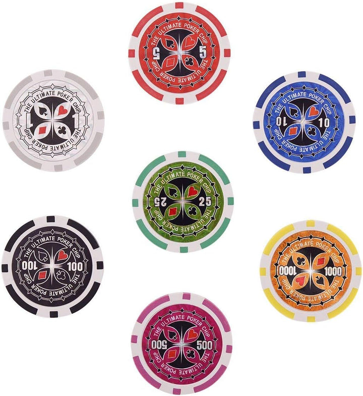 COSTWAY Pokerset Pokerkoffer 300 Laser-Chips Alukoffer inkl. Komplettset (Silber), Silber