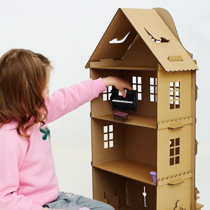 HANABASS 1 Satz Miniatur Klavier mit Hocker, Simulative Piano Modell für Puppenhaus Dekoration Handg