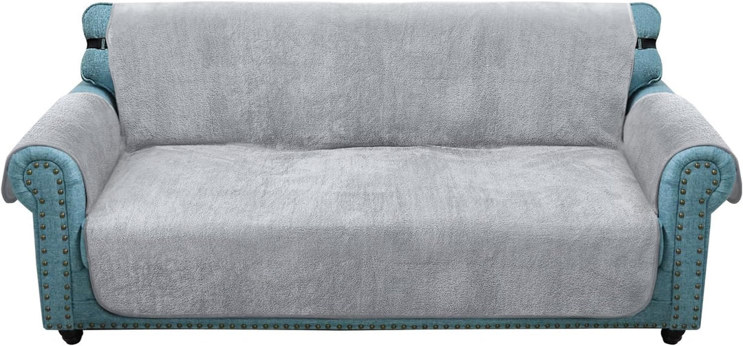 Granbest Super Thick Samt Sofabezug 3 Sitzer Anti-Rutsch Durable Couchbezug mit Elastischem Riemen 4