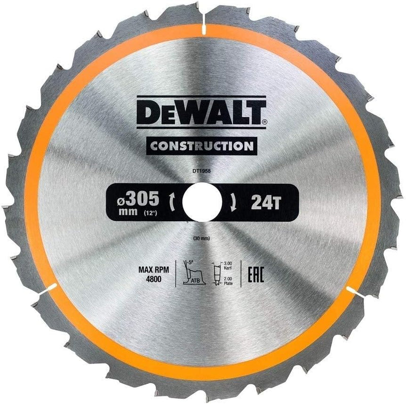 DeWalt Bau-Kreissägeblatt (für Stationärsägen/Kreissägenblatt, 305/30 mm 24WZ, für schnelle Schnitte