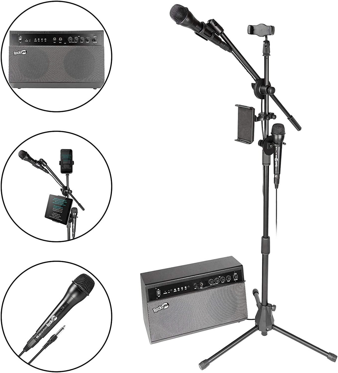 RockJam Premium Performer 100-Watt-Bluetooth-Karaoke-Maschine & PA-System mit zwei Karaoke-Mikrofone