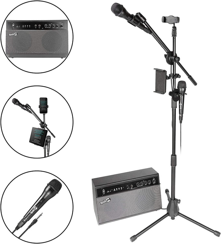 RockJam Premium Performer 100-Watt-Bluetooth-Karaoke-Maschine & PA-System mit zwei Karaoke-Mikrofone