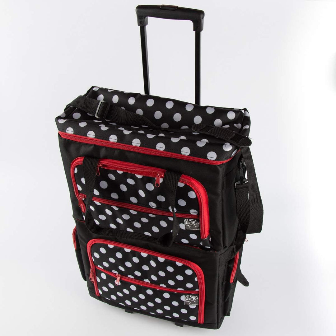 Prym 612630 Nähmaschine Trolley Polka Dots, schwarz/rot/weiss, 44 x 22 x 36 cm