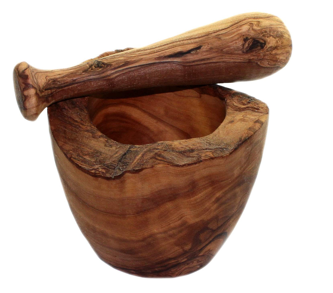 budawi- Olivenholz Mörser & Stössel (XL) Gewürzmörser Holzmörser Olivenholzschale