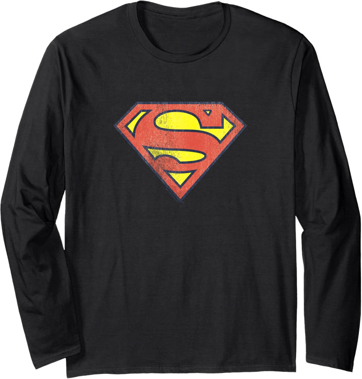 Superman Retro Supes Distressed Logo Langarmshirt