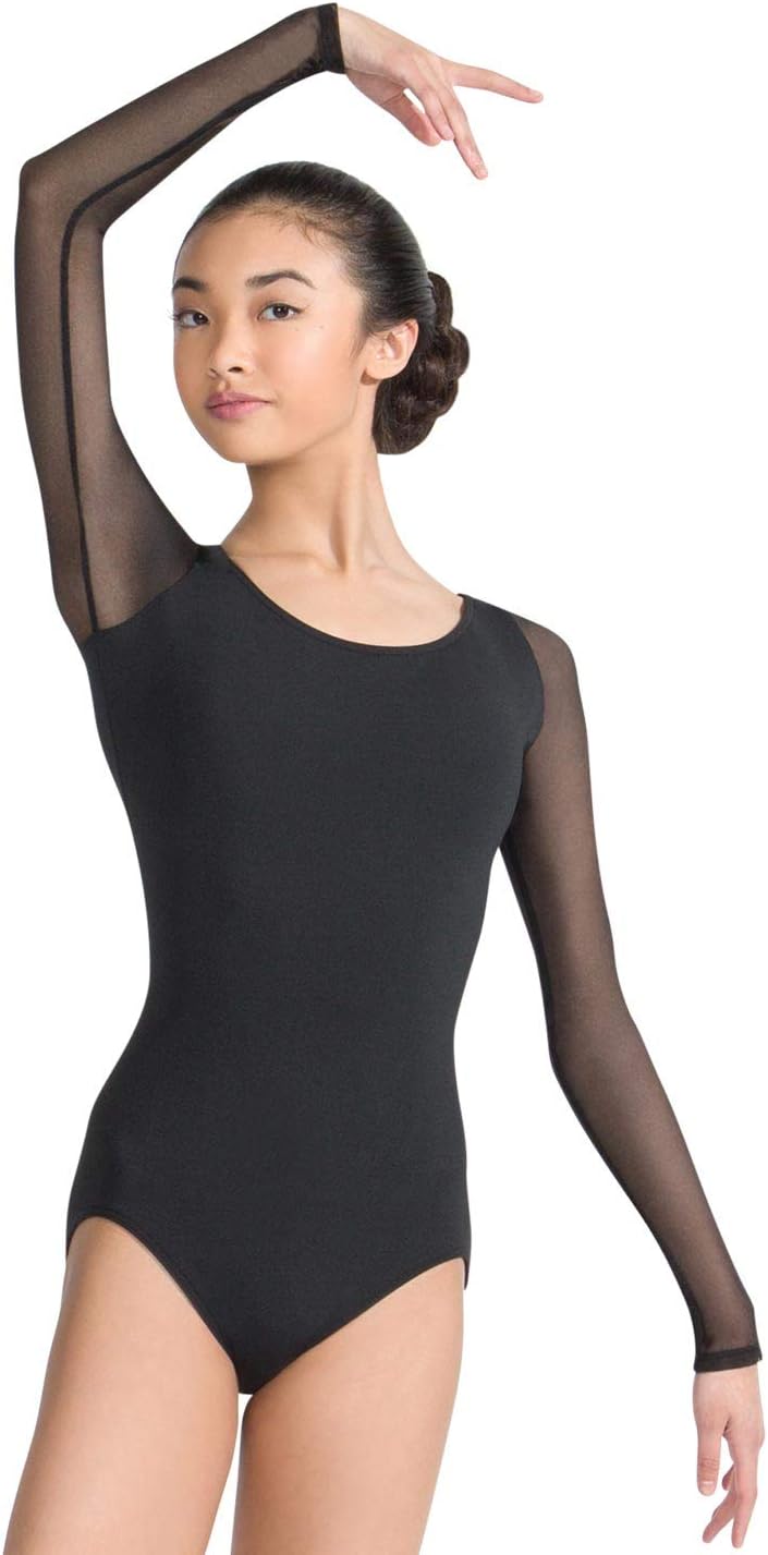 Capezio 126 Meryl Strappy Back Long Sleeve Leotard Meryl-Lycra M Schwarz, M Schwarz